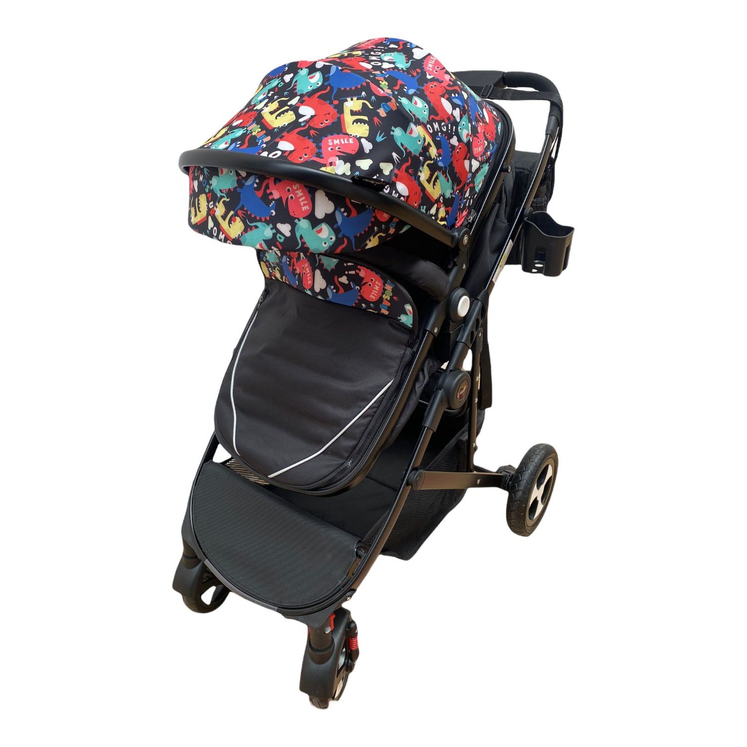 Carucior 2 in 1 transformabil landou-sport, 808 Negru cu flori fotografia produsului View 3 L