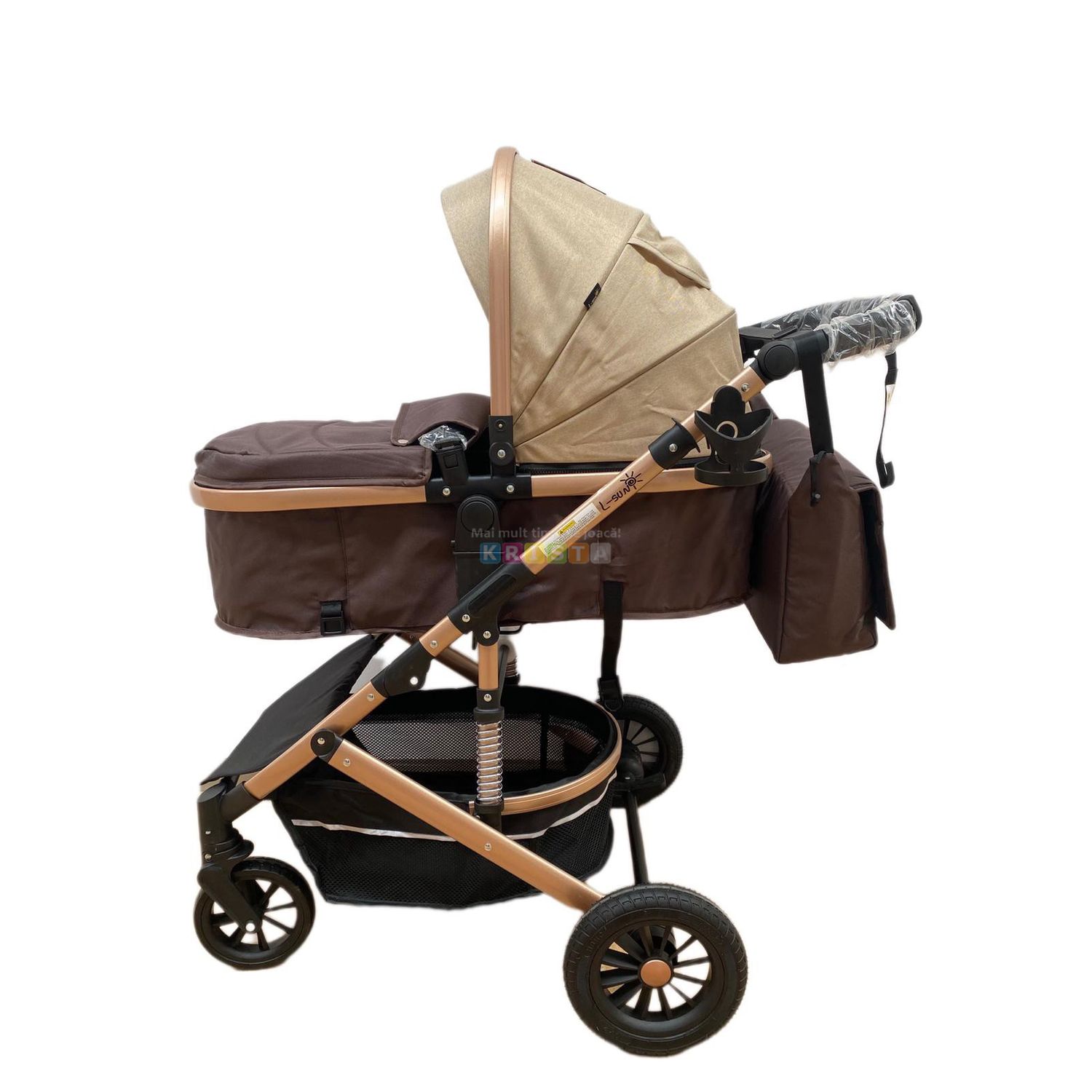 Carucior 2 in 1, reversibil, cu suspensii, T7 crem - L-Sun fotografia produsului View 7 L