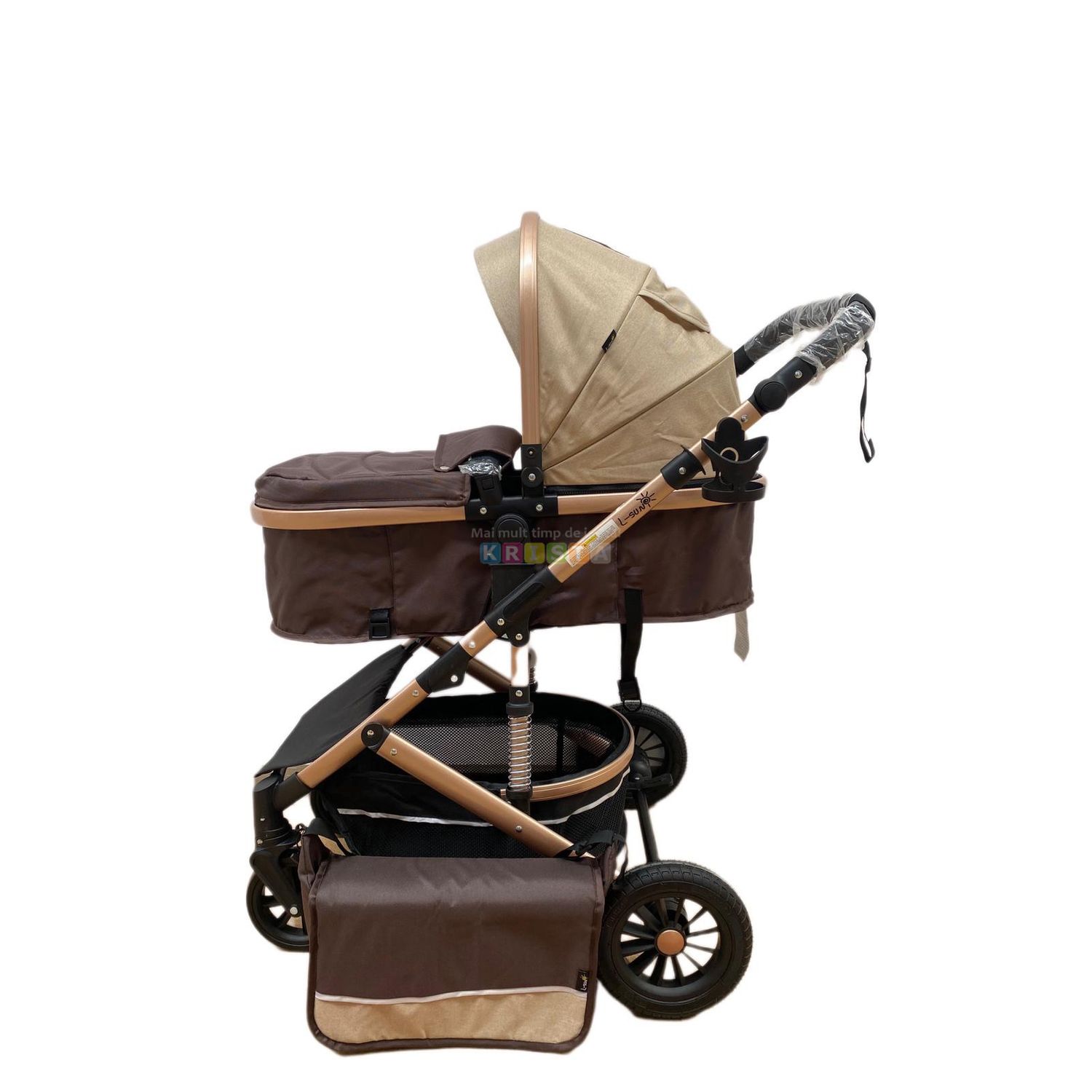 Carucior 2 in 1, reversibil, cu suspensii, T7 crem - L-Sun fotografia produsului View 2 L