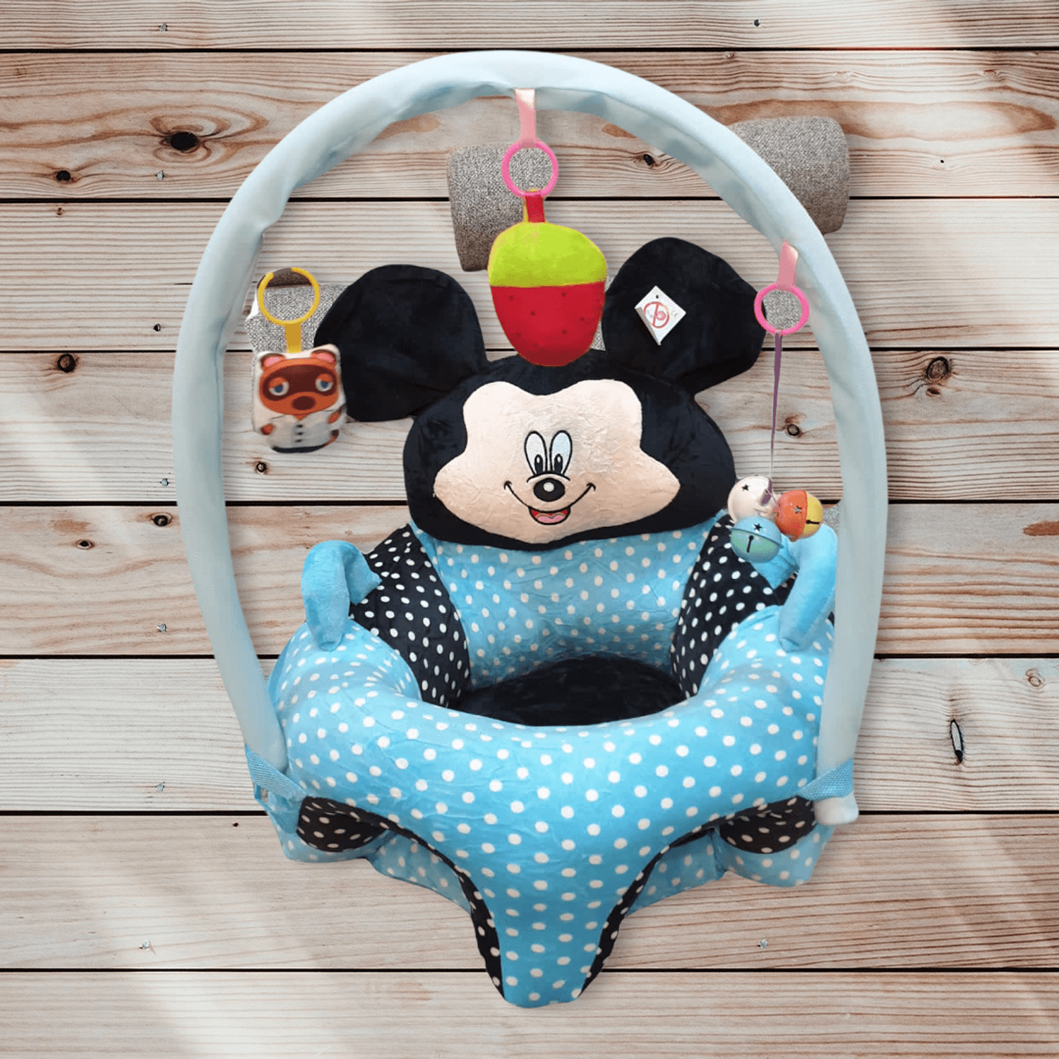 Fotoliu bebe cu spatar si arcada - Mickey Mouse 3D, bleu, din plus fotografia produsului View 12 L