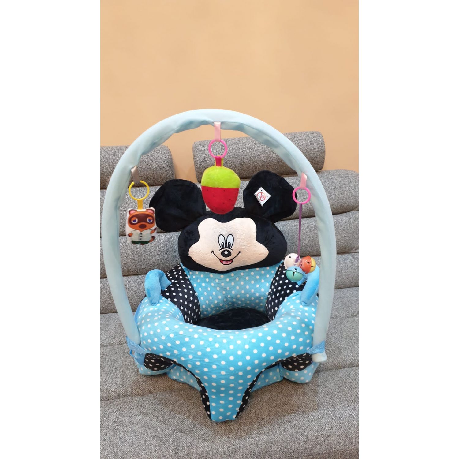 Fotoliu bebe cu spatar si arcada - Mickey Mouse 3D, bleu, din plus fotografia produsului View 8 L