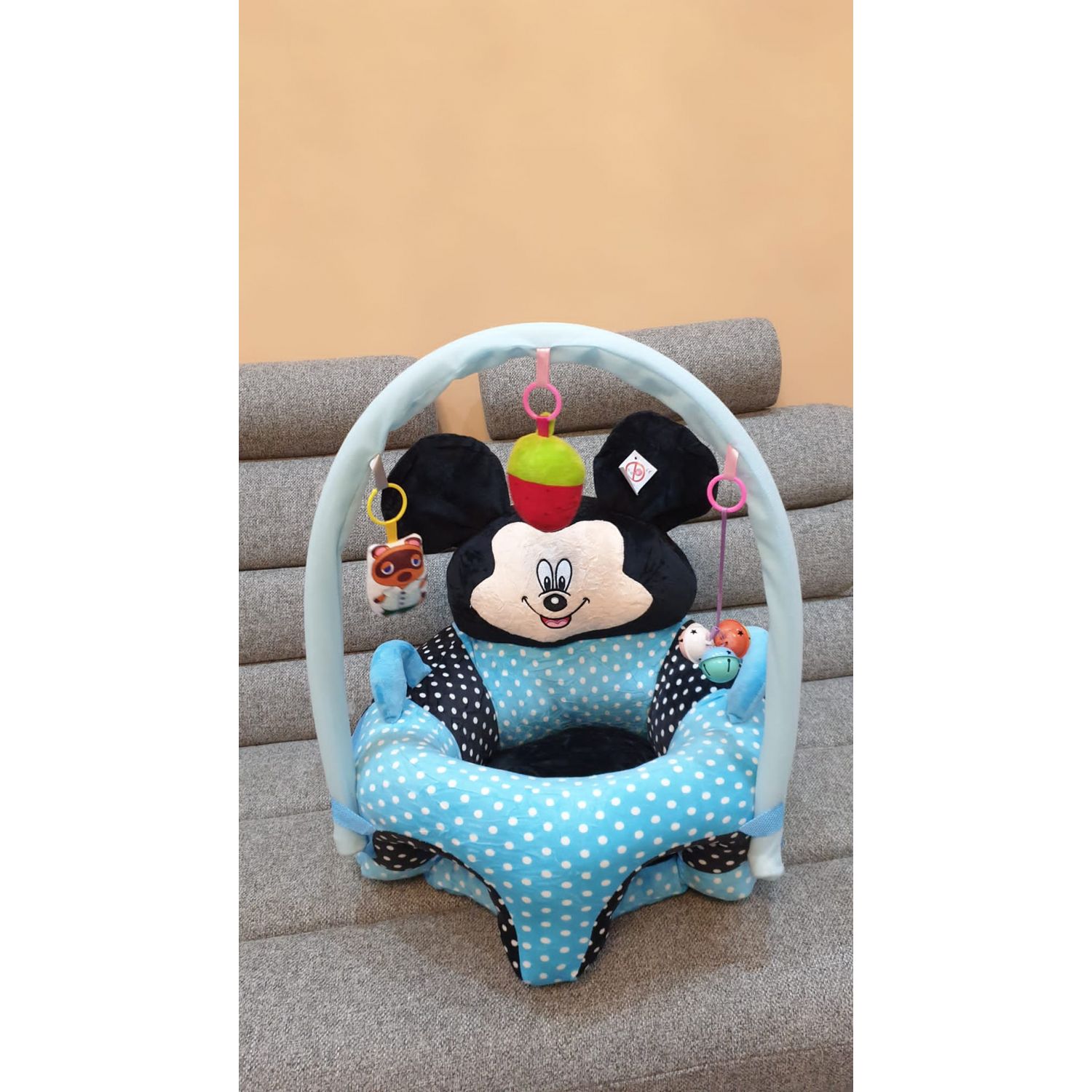 Fotoliu bebe cu spatar si arcada - Mickey Mouse 3D, bleu, din plus fotografia produsului View 6 L