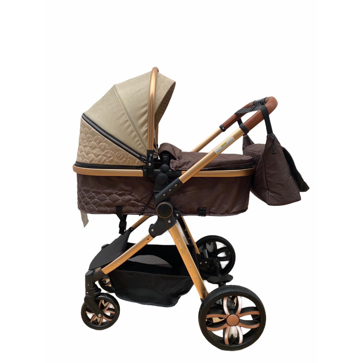 Carucior 3 in 1, cu suspensii, reversibil, T9 - crem fotografia produsului View 4 L