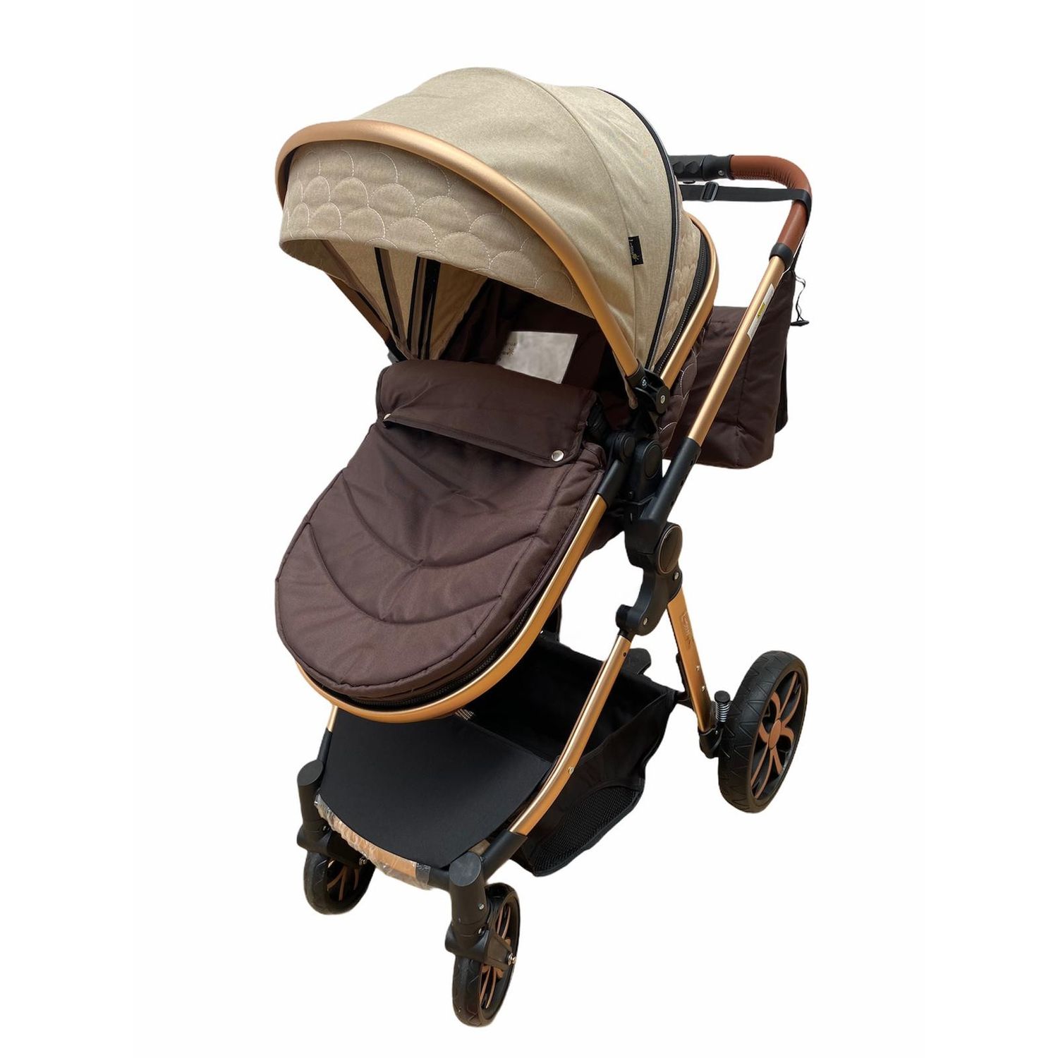 Carucior 3 in 1, cu suspensii, reversibil, T9 - crem fotografia produsului View 5 L