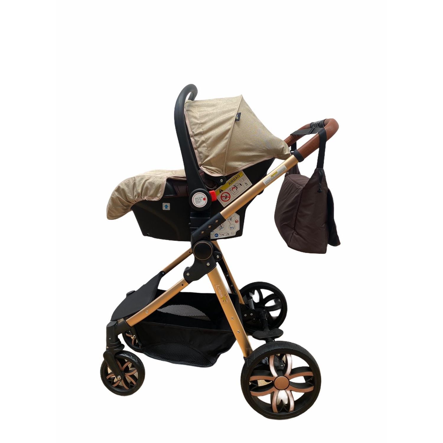 Carucior 3 in 1, cu suspensii, reversibil, T9 - crem fotografia produsului View 9 L