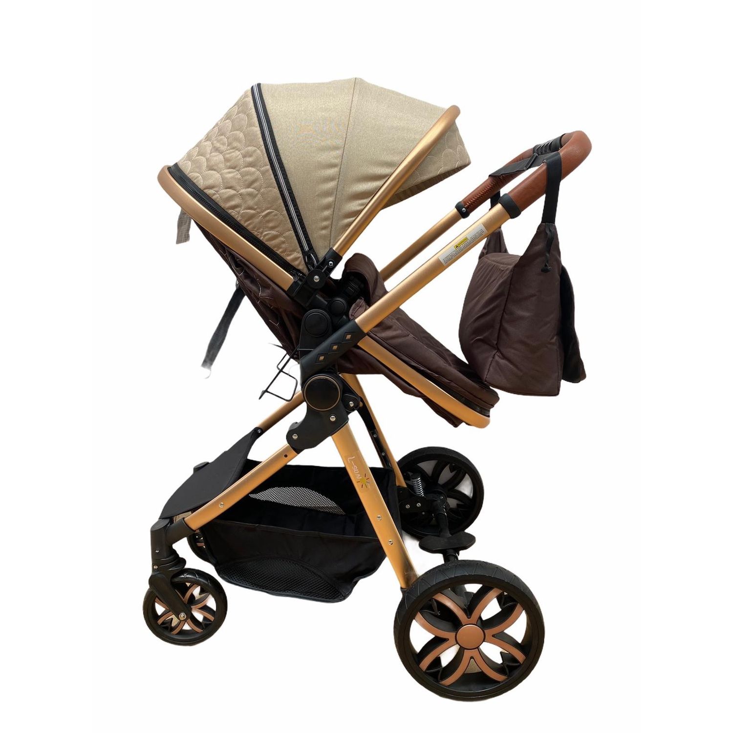 Carucior 3 in 1, cu suspensii, reversibil, T9 - crem fotografia produsului View 2 L