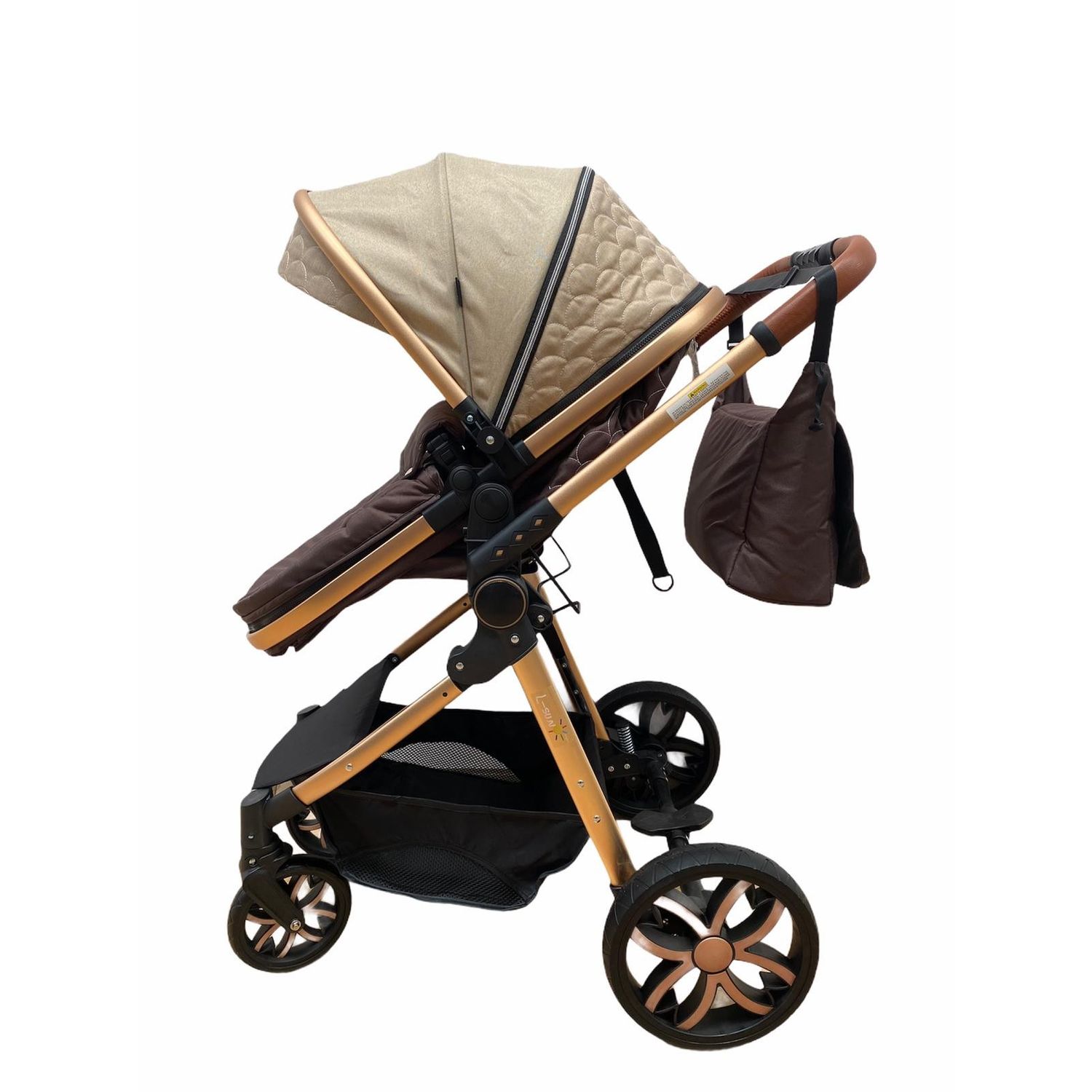 Carucior 3 in 1, cu suspensii, reversibil, T9 - crem fotografia produsului View 3 L