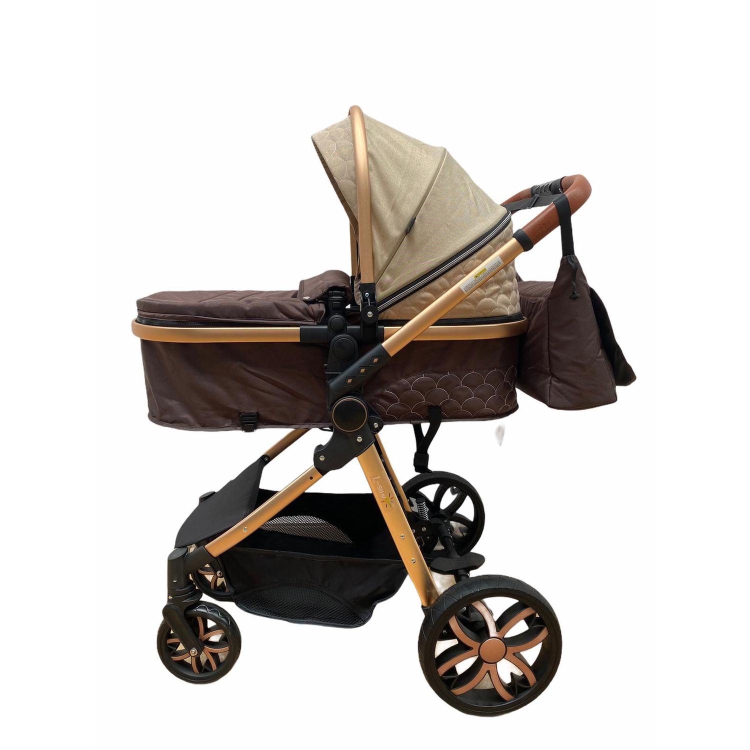 Carucior 3 in 1, cu suspensii, reversibil, T9 - crem fotografia produsului View 7 L