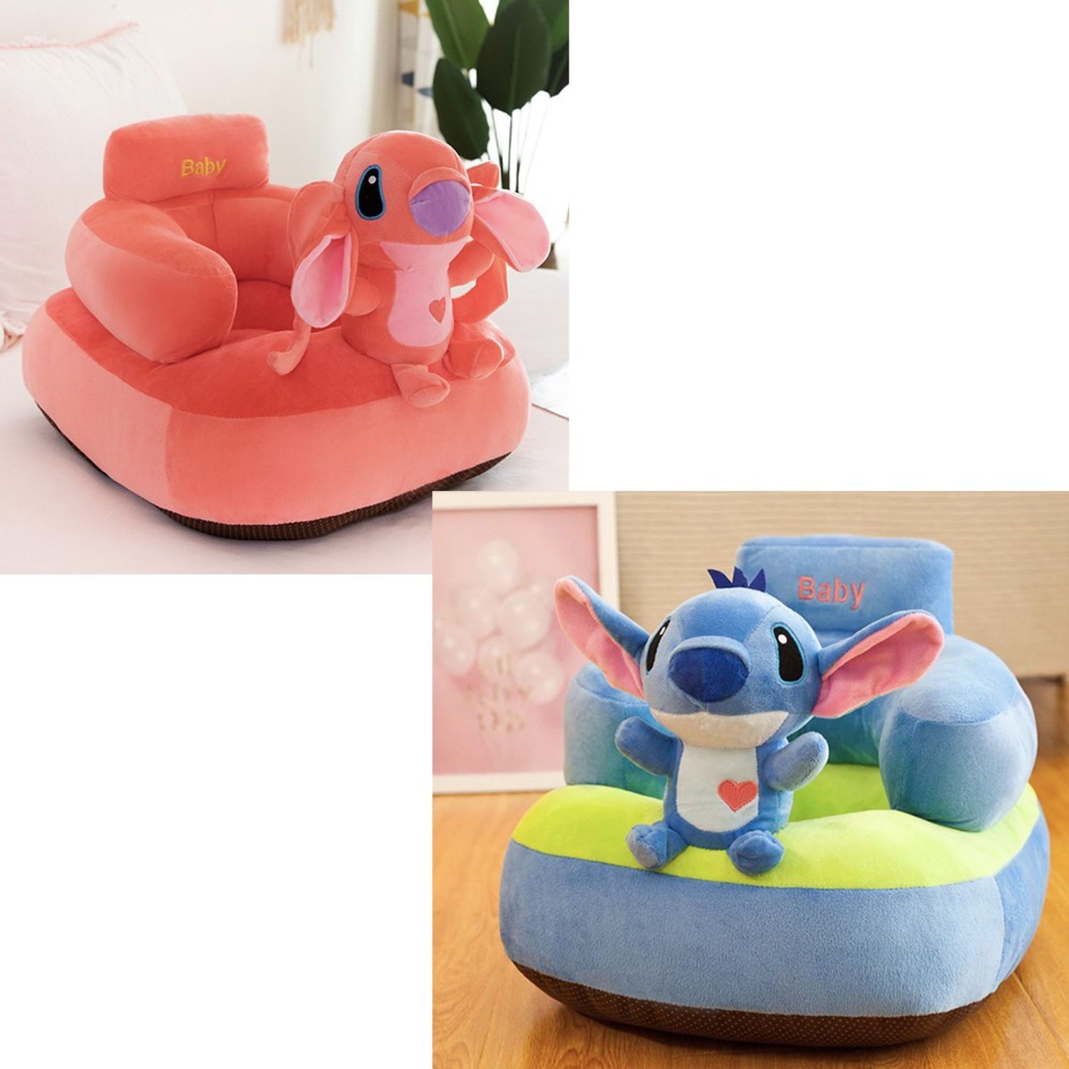 Fotoliu maxi bebe din plus cu spatar - Stitch din Lilo si Stitch, roz fotografia produsului View 2 L