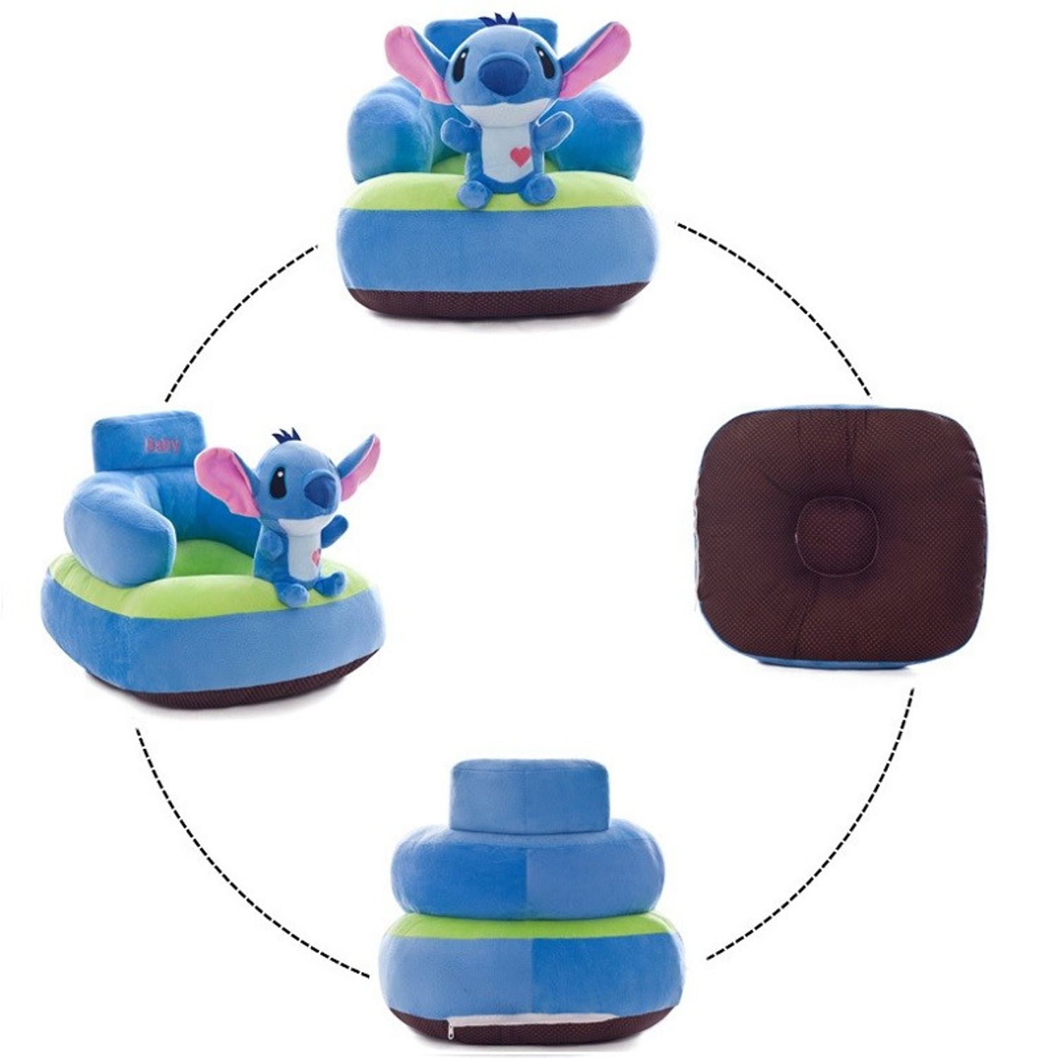 Fotoliu maxi bebe din plus cu spatar - Stitch din Lilo si Stitch, bleu fotografia produsului View 5 L