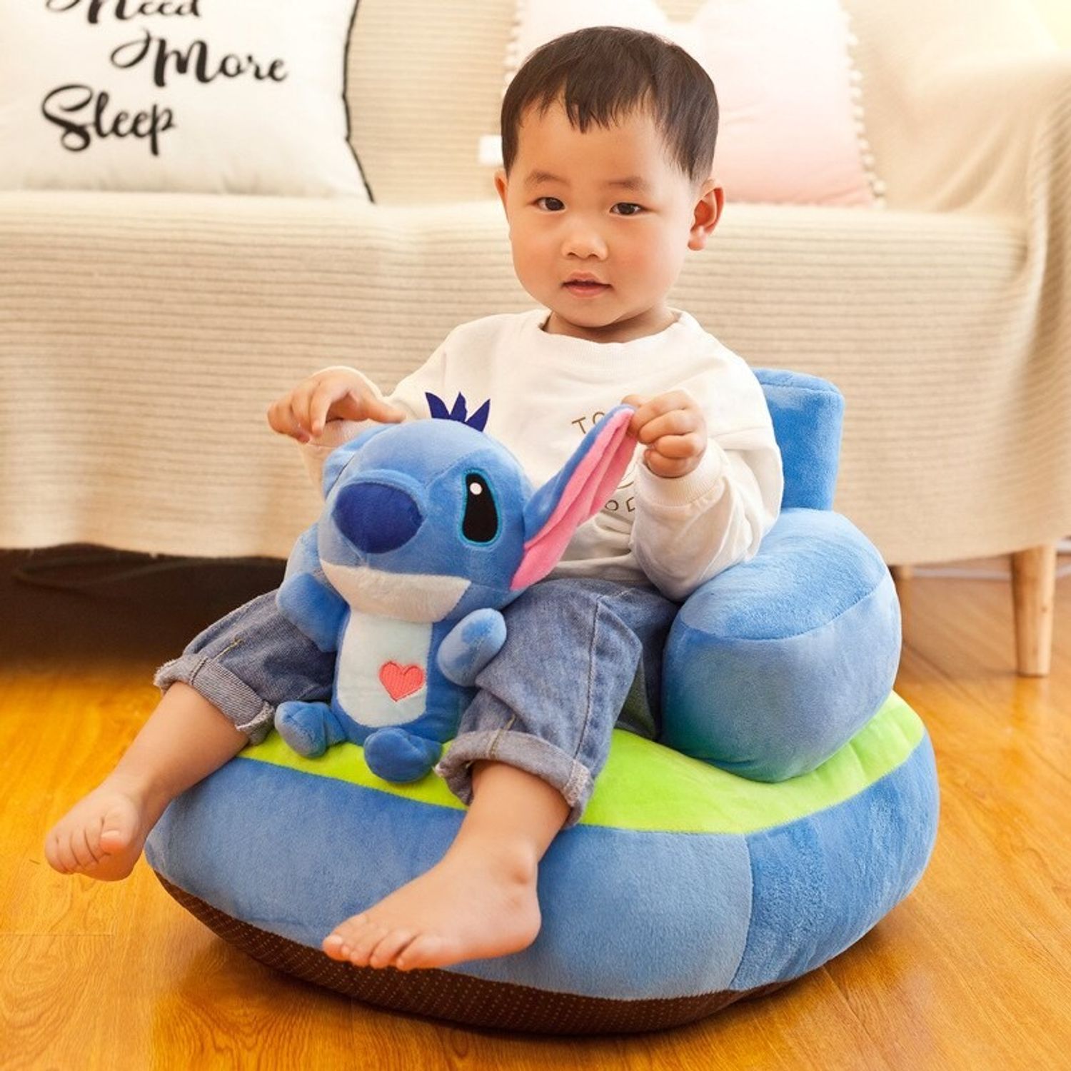 Fotoliu maxi bebe din plus cu spatar - Stitch din Lilo si Stitch, bleu fotografia produsului View 2 L