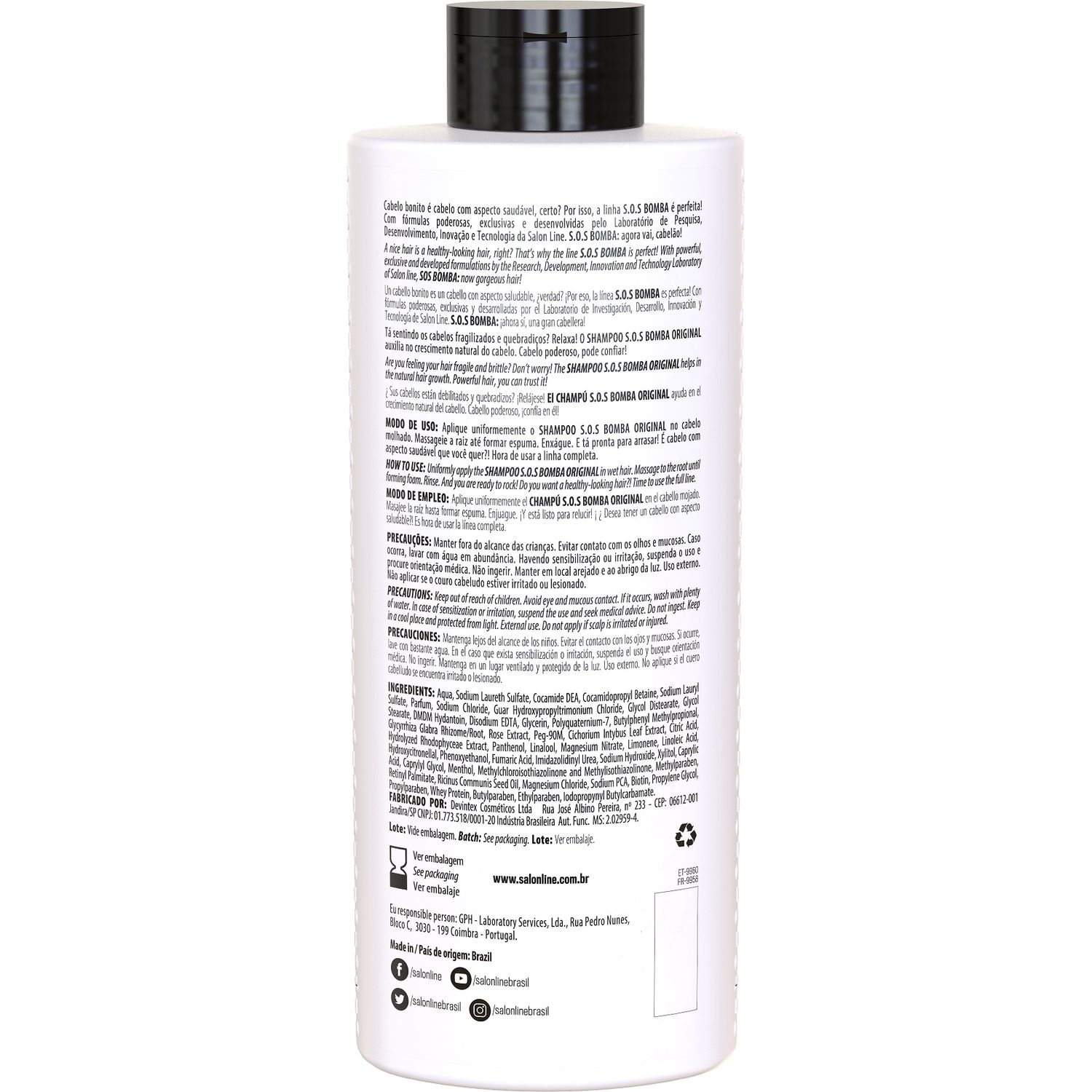 Sampon, accelerare crestere, S.O.S Bomba, Salon Line,500 ml fotografia produsului View 2 L