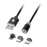 Cablu USB magnetic 3 in 1 Rebel 100 cm negru, USB-C fotografia produsului View 2 S