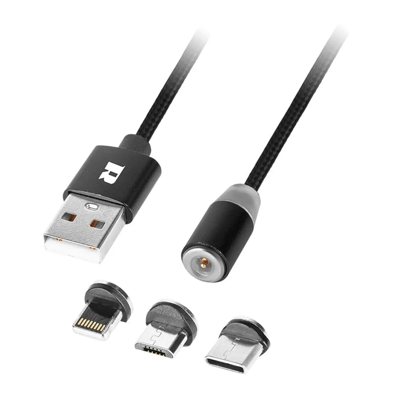 Cablu USB magnetic 3 in 1 Rebel 100 cm negru, USB-C fotografia produsului View 2 L