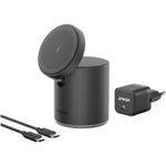 Incarcator wireless QI Anker PowerWave Mag-Go 2in1, 20W, Negru fotografia produsului