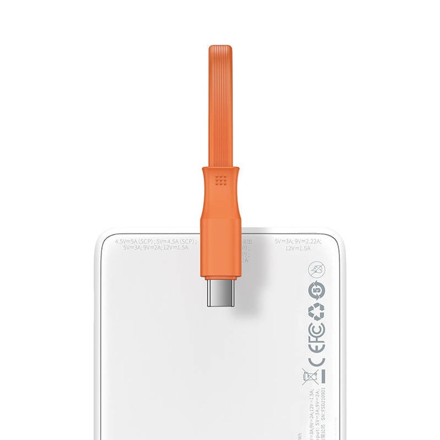 Baterie externa portabila Baseus Block 20000 mAh, Digital Display, 22.5W, Cablu USB-C, Alb fotografia produsului View 2 L