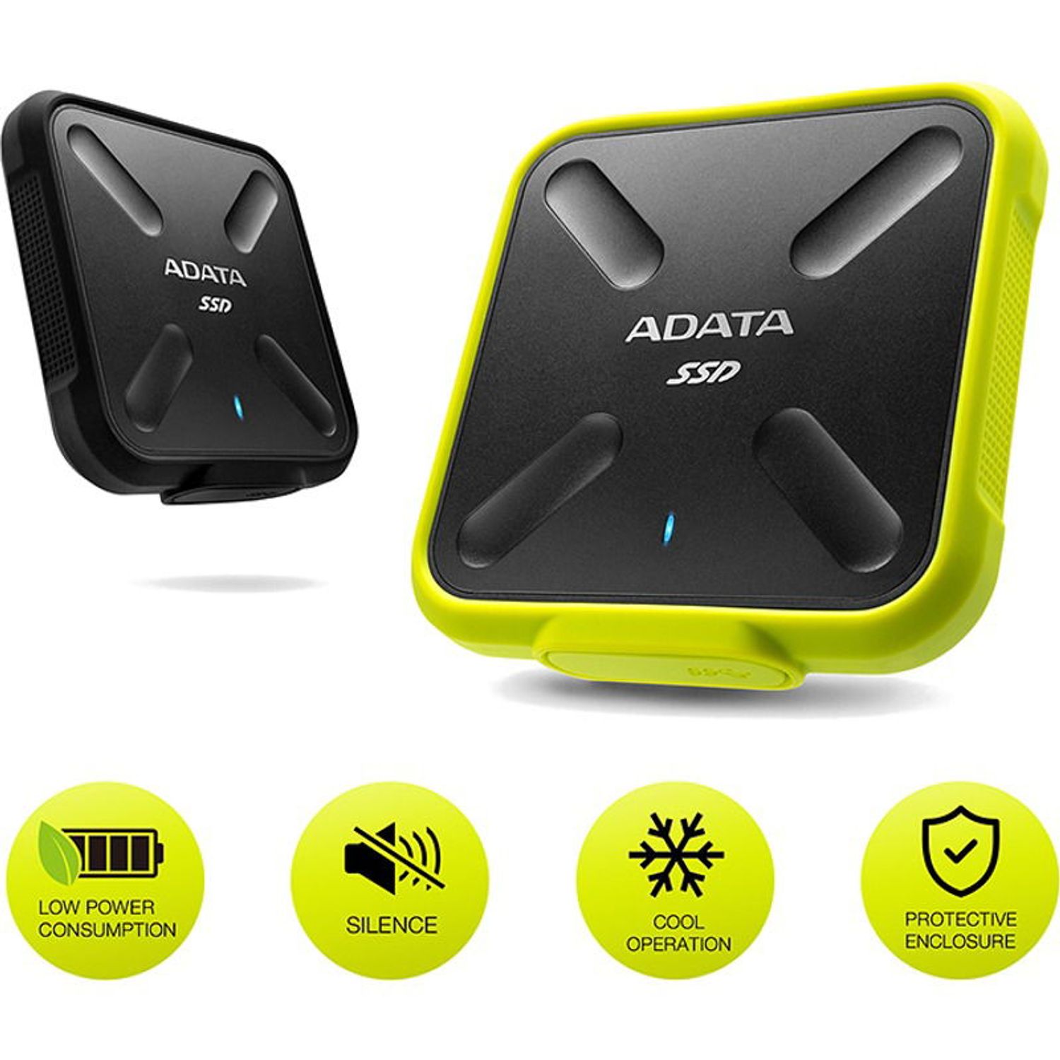 SSD extern ADATA Durable SD700, 1TB USB 3.2, Galben SSD Extern ADATA SD700 1TB USB 3.1 (Galben) fotografia produsului View 3 L