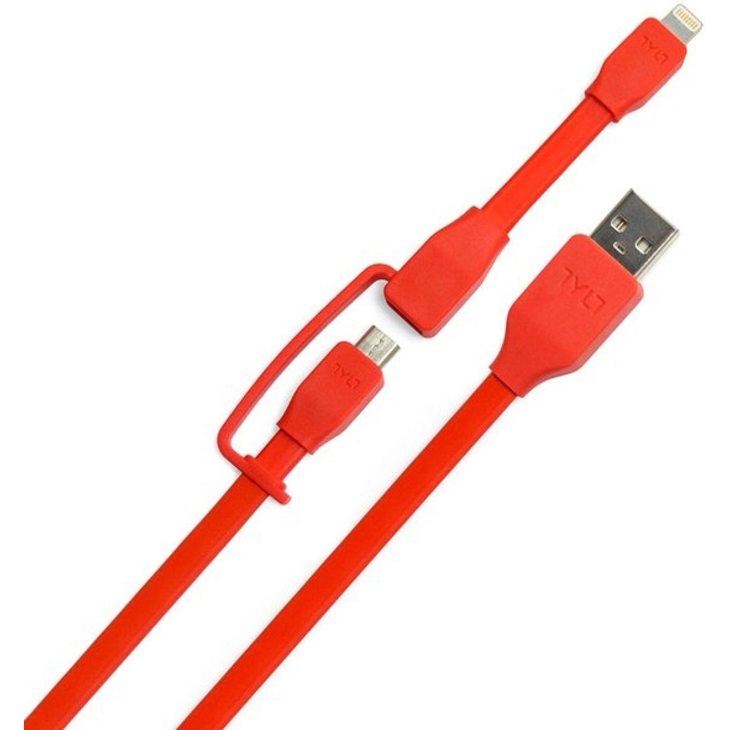 Cablu de date Tylt Duo, Lightning/MicroUSB, 0.3m (Rosu) fotografia produsului