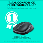 Mouse Optic Wireless Logitech M185, USB, 1000 DPI (Gri) fotografia produsului View 8 S