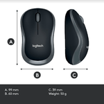 Mouse Optic Wireless Logitech M185, USB, 1000 DPI (Gri) fotografia produsului View 11 S