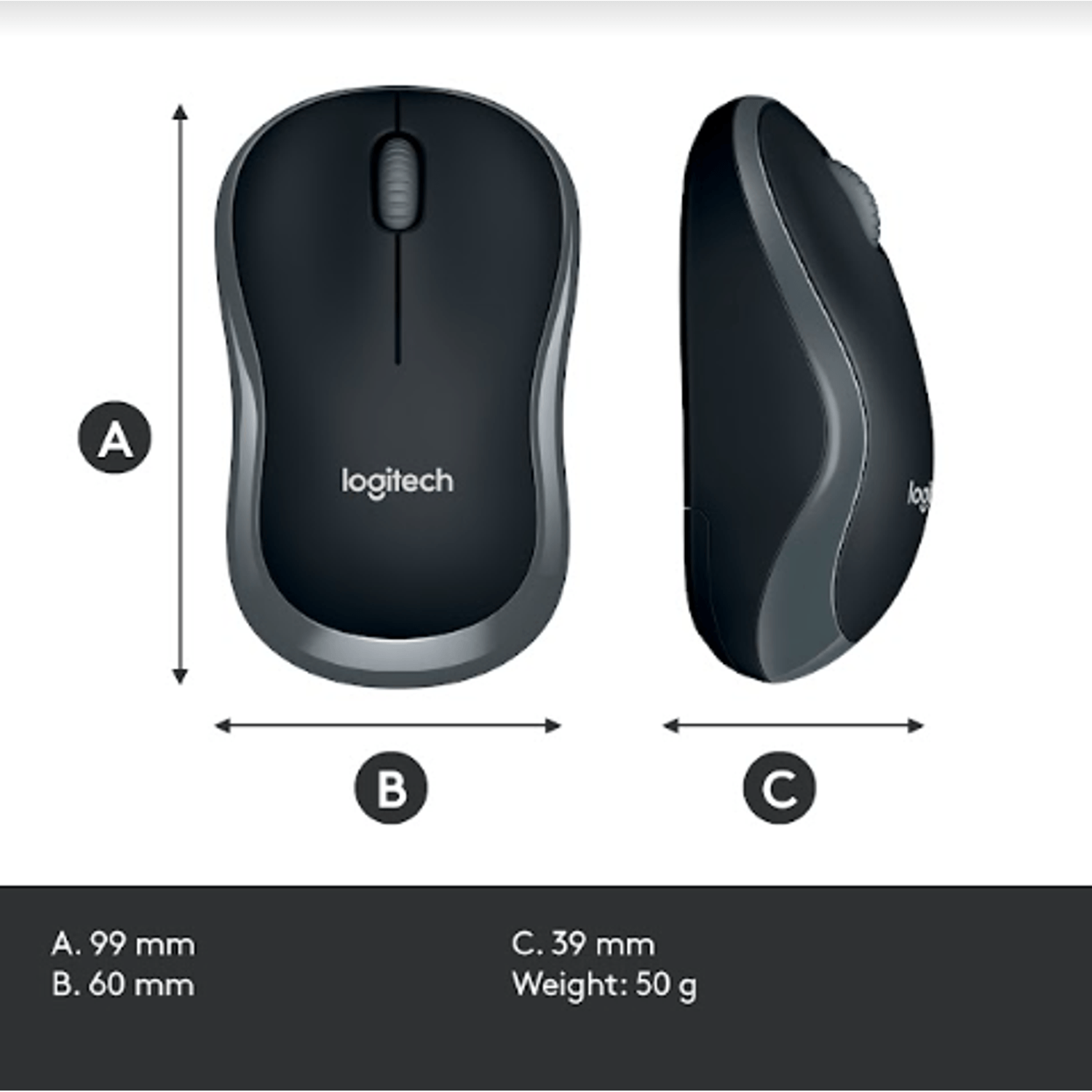 Mouse Optic Wireless Logitech M185, USB, 1000 DPI (Gri) fotografia produsului View 11 L