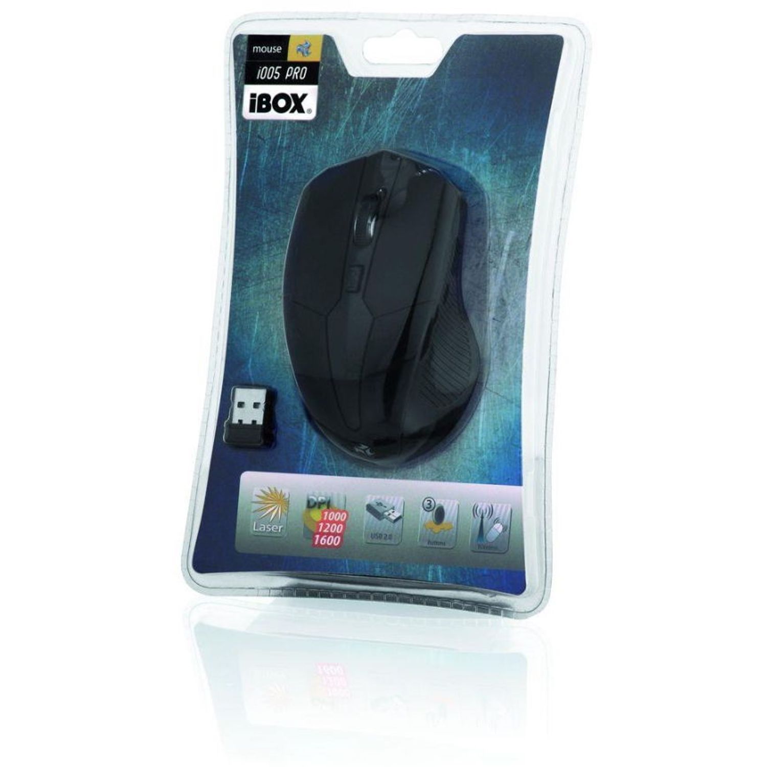 Mouse Wireless Laser I-BOX i005 PRO, 1600 DPI, USB (Negru) fotografia produsului View 4 L