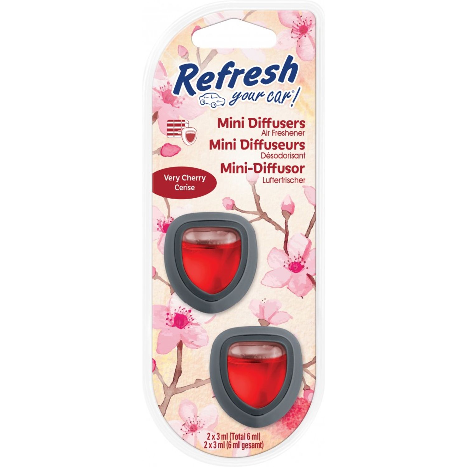 Set 2 Odorizante Auto Refresh Your Car, Mini Diffuser, Very Cherry, Cirese, Grila Ventilatie fotografia produsului