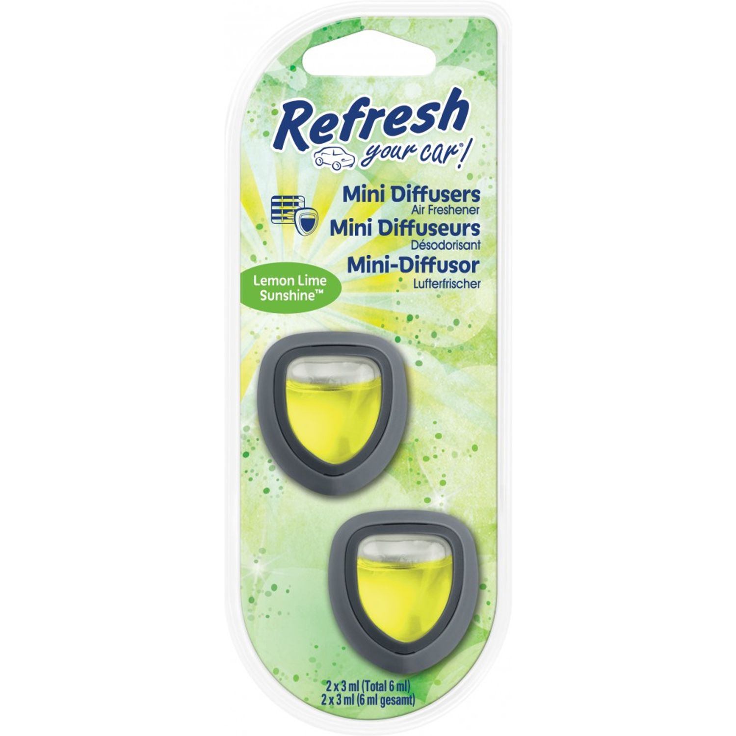 Set 2 Odorizante Auto Refresh Your Car, Mini Diffuser, Lemon Lime Sunshine, Grila Ventilatie fotografia produsului