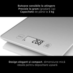 Cantar de bucatarie, 3 kg, Terraillon First Grey fotografia produsului View 2 S