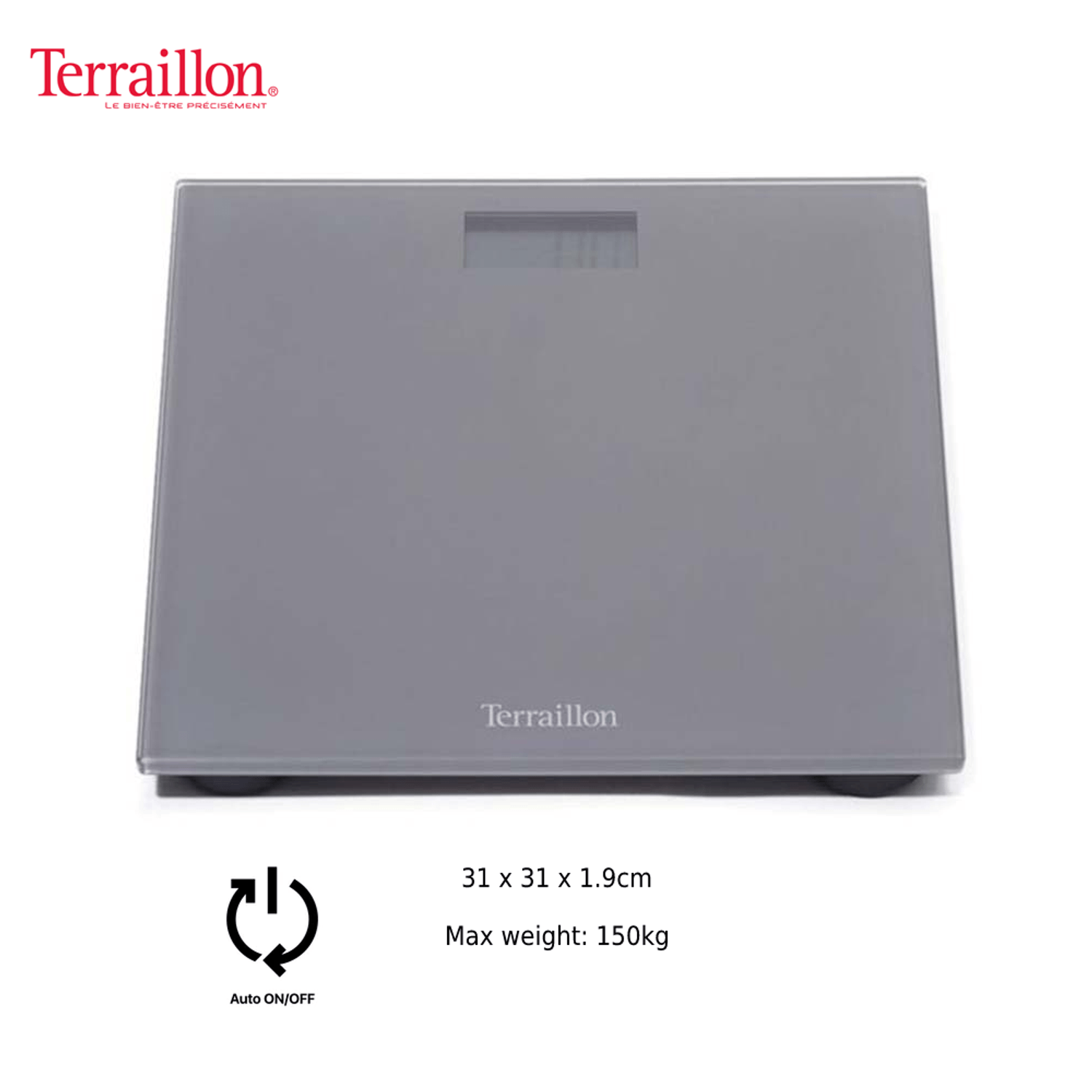 Cantar corporal electronic, Terraillon One, platforma de sticla, Gri fotografia produsului View 2 L