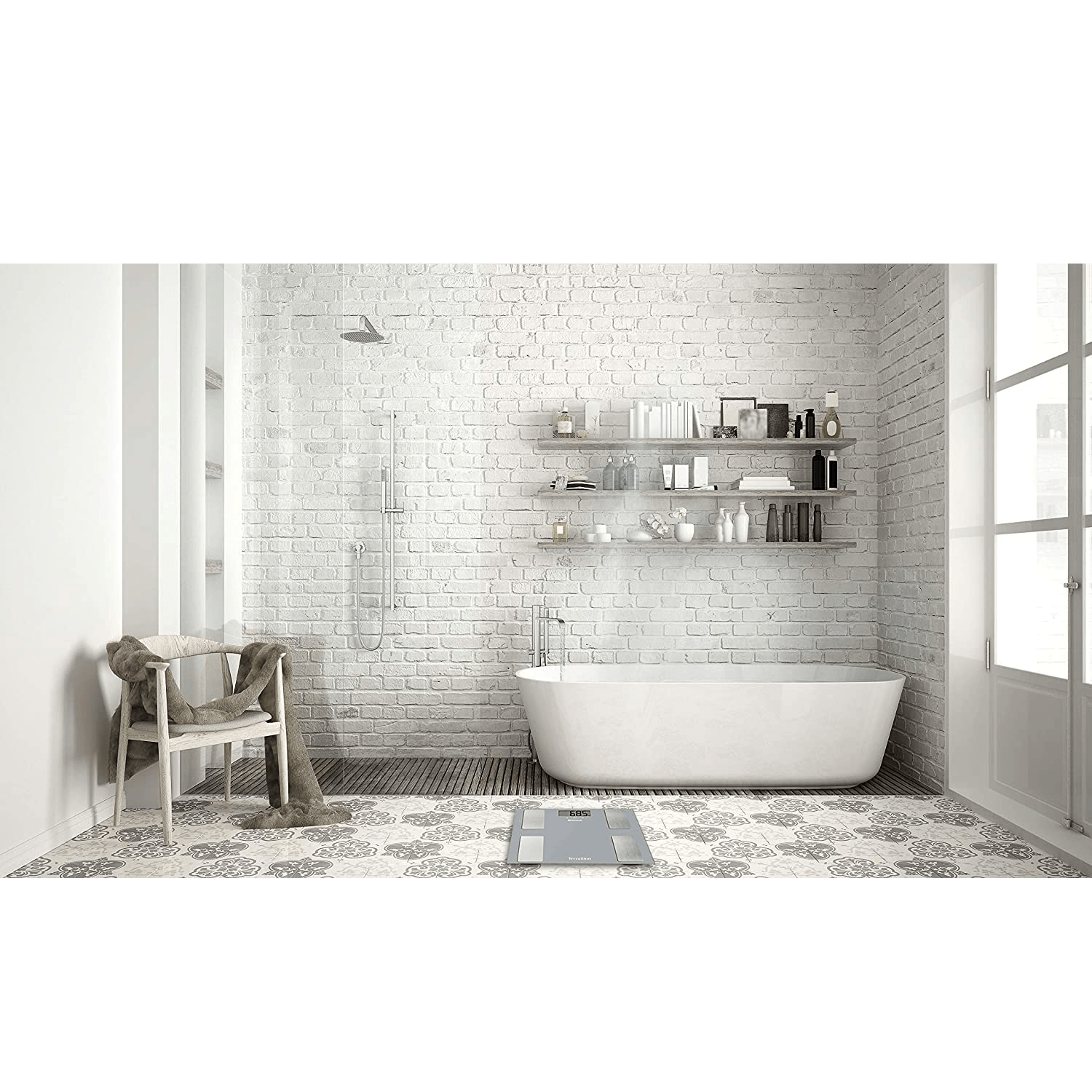 Cantar electronic, Terraillon Smart Connect, Bluetooth, platforma de sticla, 160 kg, Gri fotografia produsului View 5 L