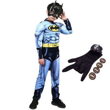 Costum Muschi Batman Cu Manusa Lansator Pentru Baieti 3-5 Ani 100-110 Cm
