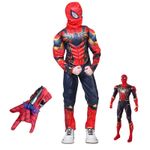Set costum Iron Spiderman cu manusa lansator si figurina pentru baieti 130-140 cm 7-9 ani fotografia produsului