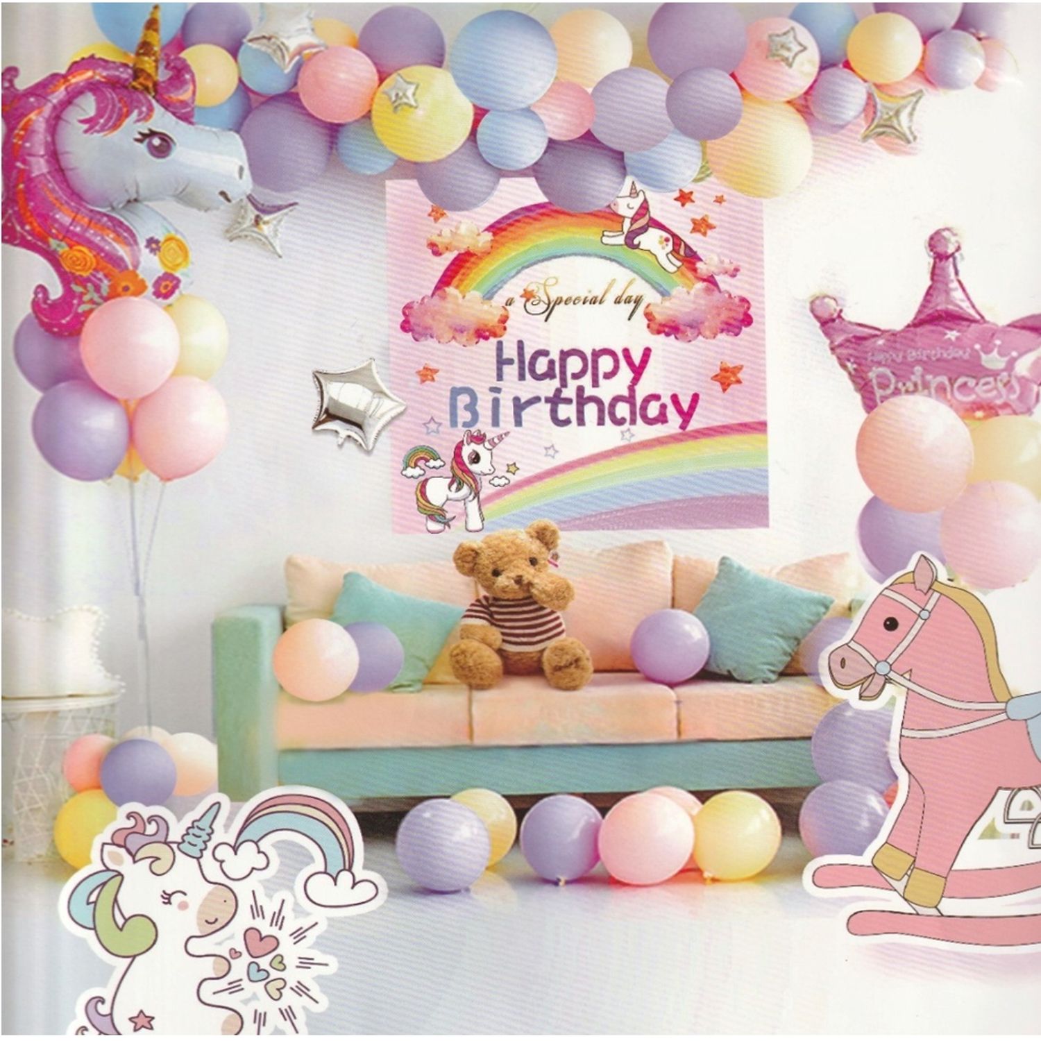 Set arcada baloane roz Unicorn fotografia produsului