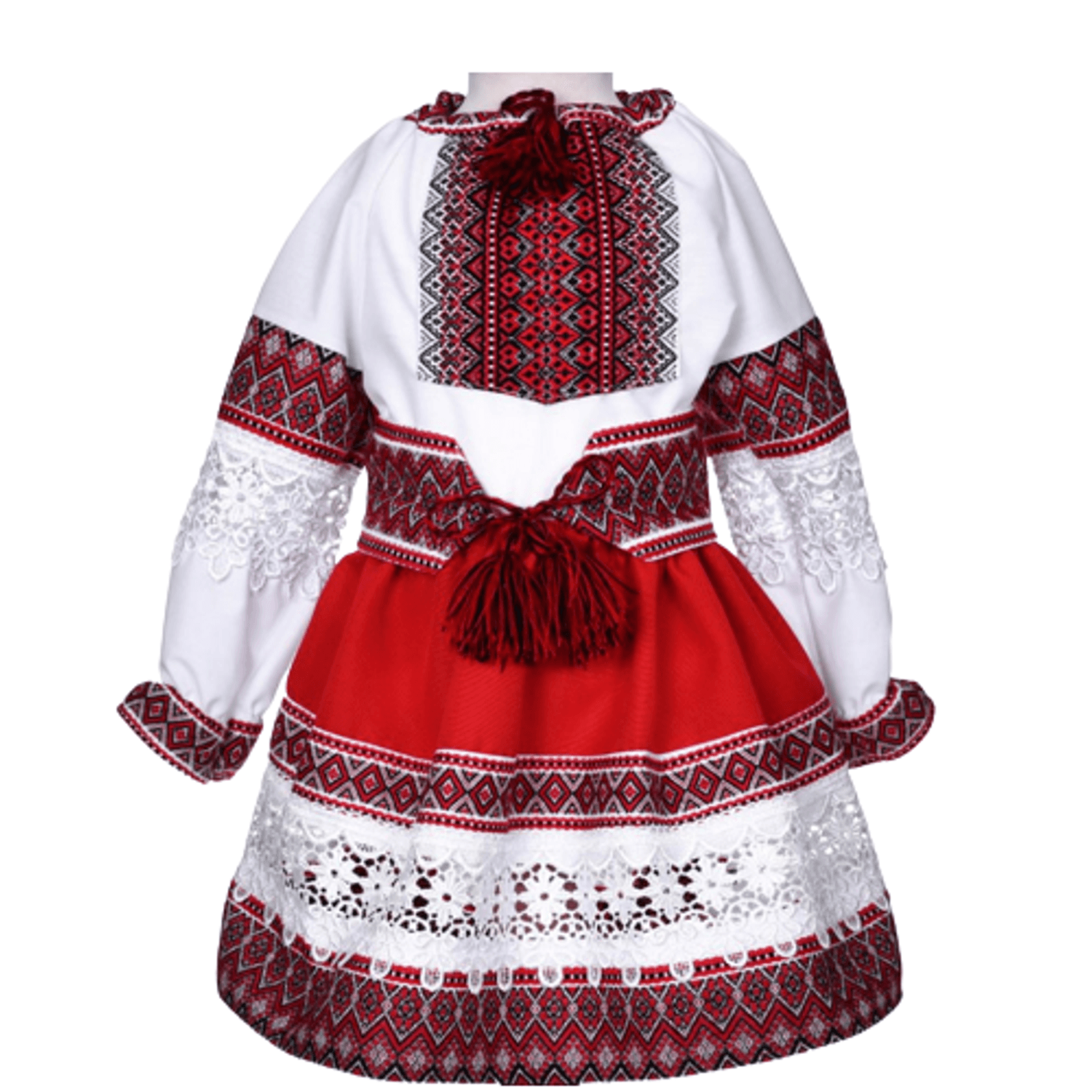 Costum Popular Muntenia pentru fete, rosu 10 ani 140 cm fotografia produsului