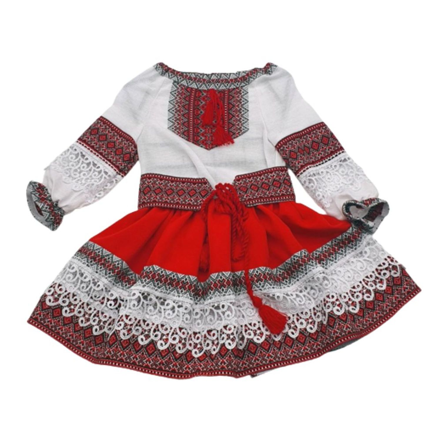 Costum Popular Muntenia pentru fete, rosu 10 ani 140 cm fotografia produsului View 2 L