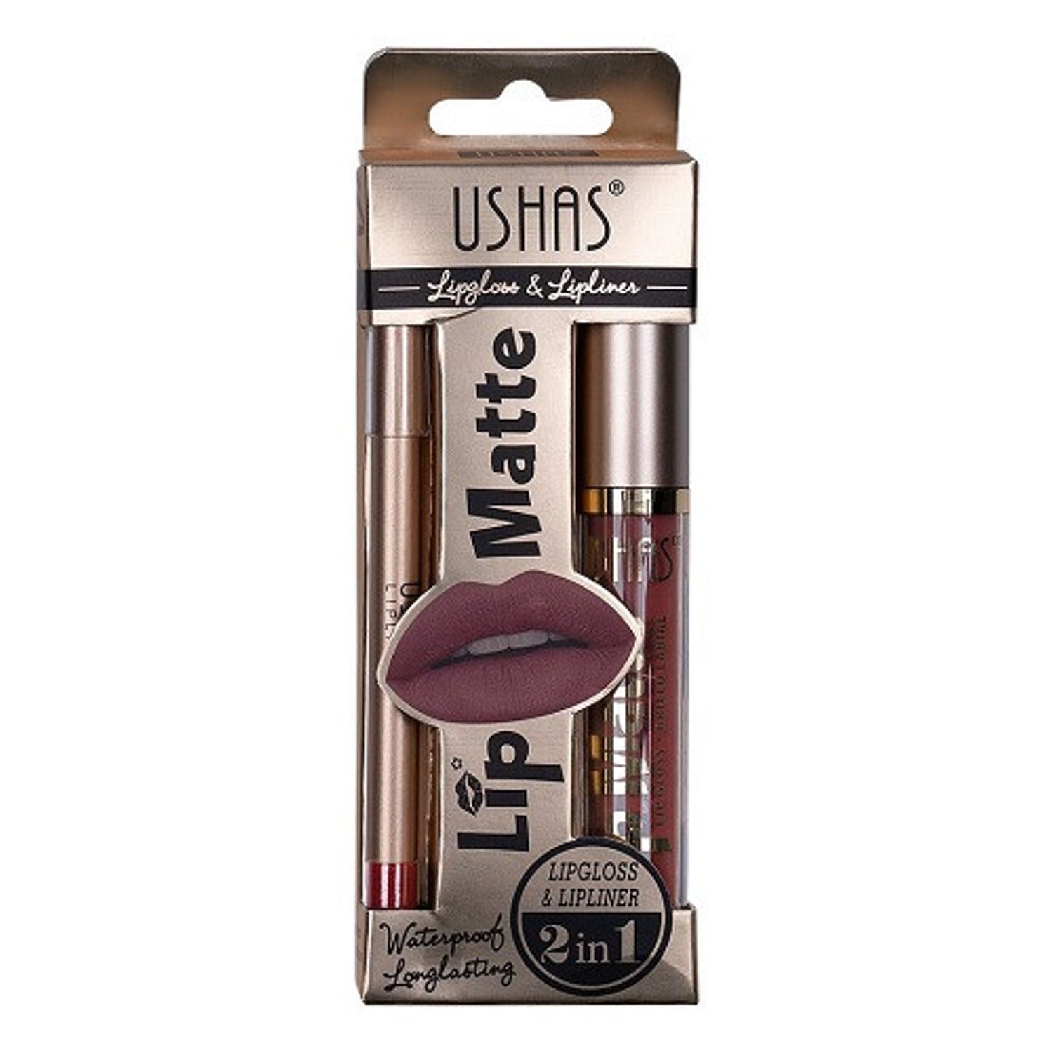 Set ruj de buze si creion, Ushas, Matte, Waterproof, 08 fotografia produsului View 2 L