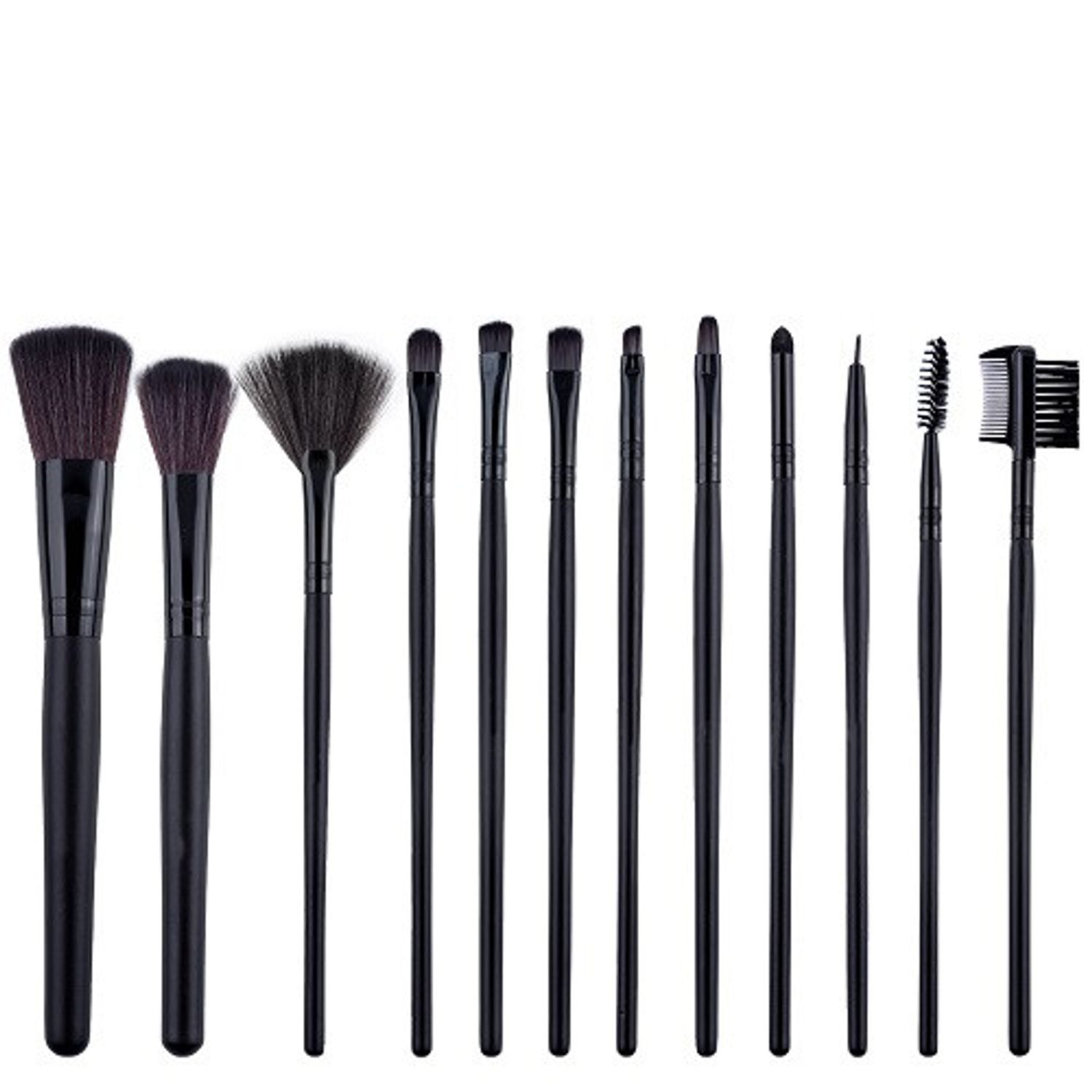 Set 12 pensule, Makeup, Negru, geanta depozitare fotografia produsului View 3 L