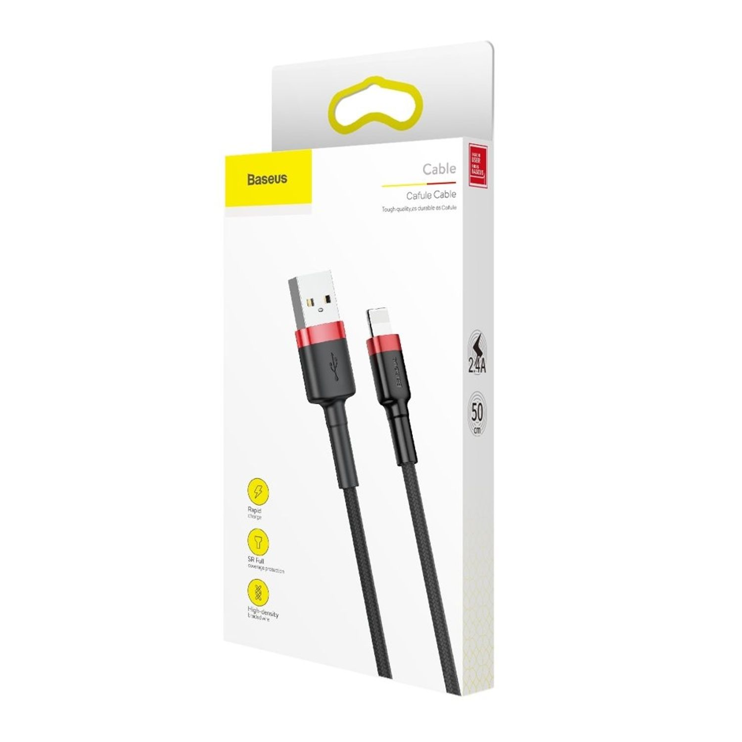 Cablu de Date Baseus Cafule USB tip Lightning iPhone 0.5 m Negru+Rosu fotografia produsului View 10 L
