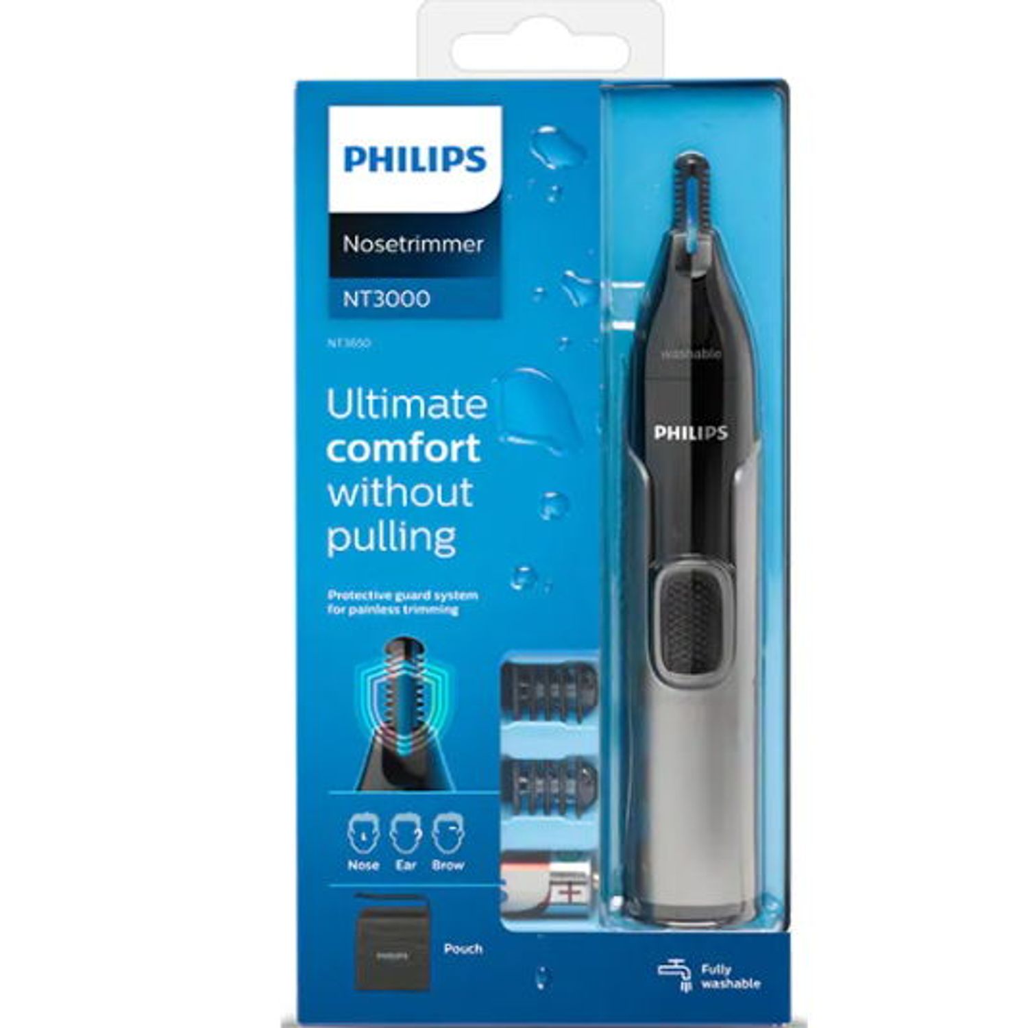 Trimmer pentru nas si urechi Philips NT3650/16, Lavabil (Negru/Gri) fotografia produsului View 3 L