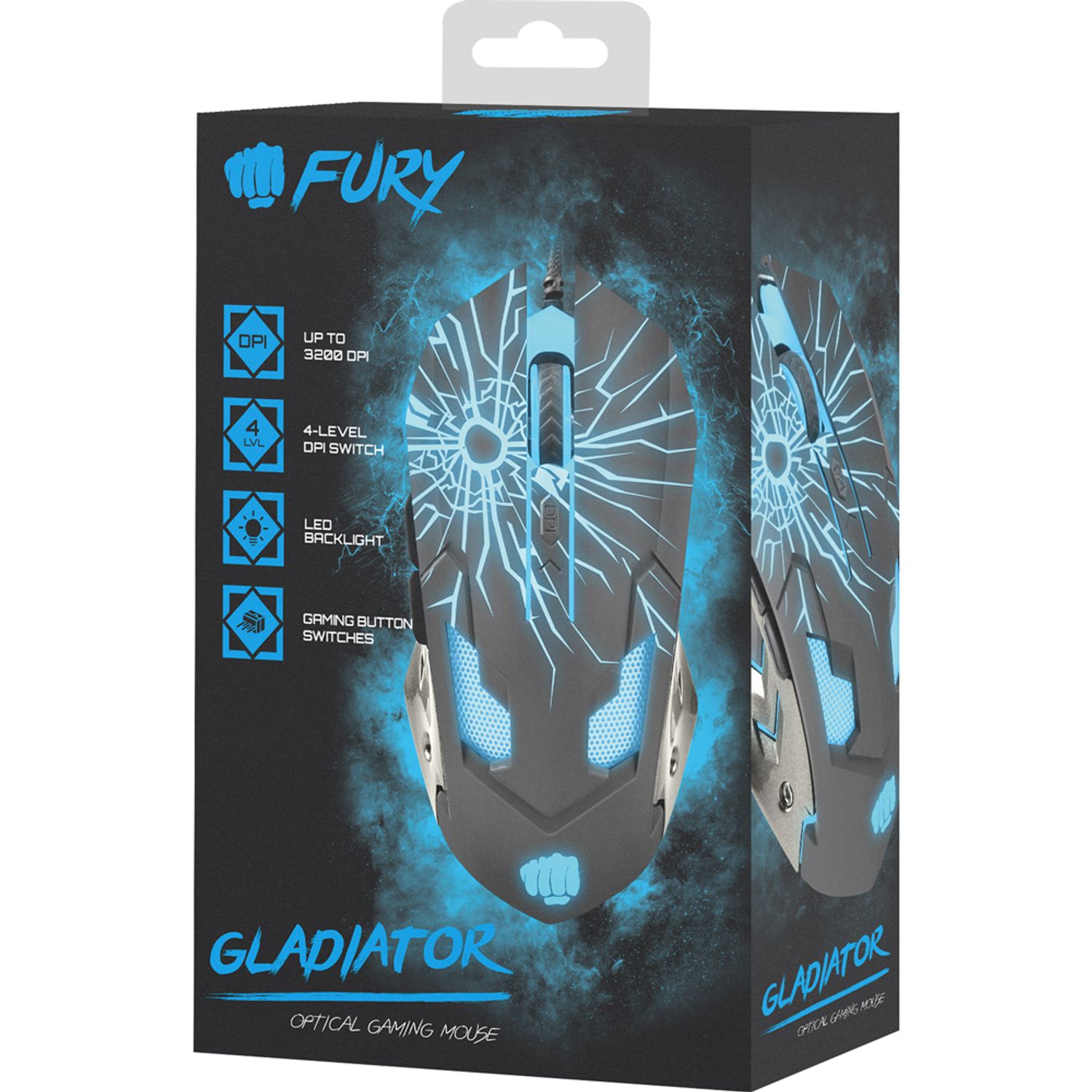 Mouse Gaming Fury Gladiator (Gri/Albastru) fotografia produsului View 4 L