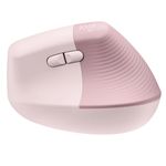 Mouse Logitech Lift Vertical Ergonomic, Rose / Dark Rose Mouse Wireless Logitech Lift Vertical Ergonomic, Bluetooth, 4000 DPI (Roz) fotografia produsului View 4 S