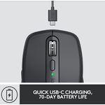 Mouse wireless Logitech MX Anywhere 3, 2.4GHz&Bluetooth, Scroll MagSpeed, Multidevice, USB-C, Negru Grafit Mouse Wireless Logitech MX Anywhere 3, USB/Bluetooth, Scroll MagSpeed, Multidevice (Negru) fotografia produsului View 17 S