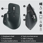 Mouse wireless Logitech MX Master 3, Negru Grafit Mouse Optic Wireless Logitech MX Master 3, 4000dpi (Negru) fotografia produsului View 8 S