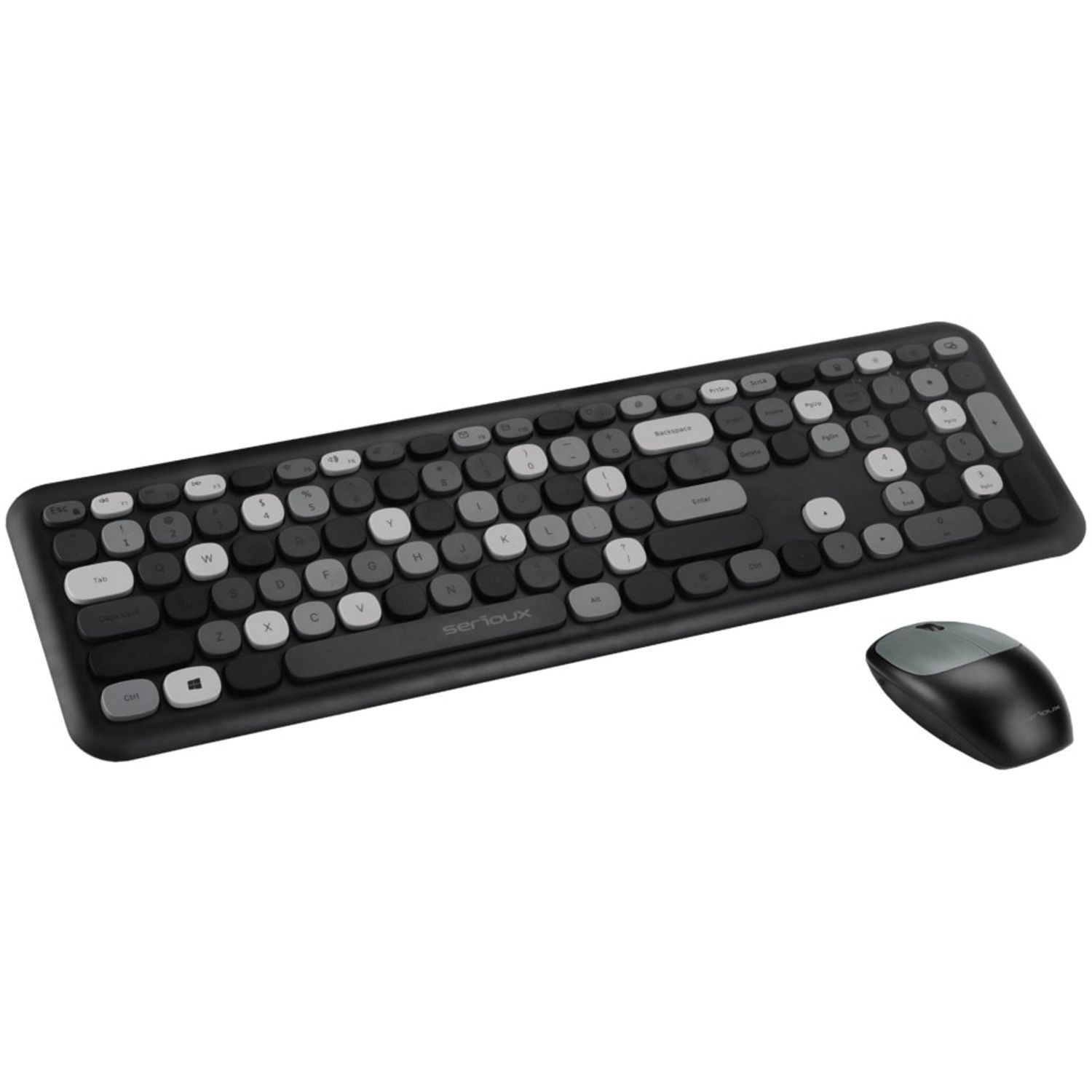 Kit wireless tastatura + mouse Serioux Colourful, Negru fotografia produsului