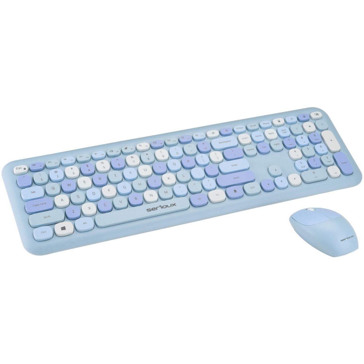 Kit wireless tastatura + mouse Serioux Colourful, albastru fotografia produsului
