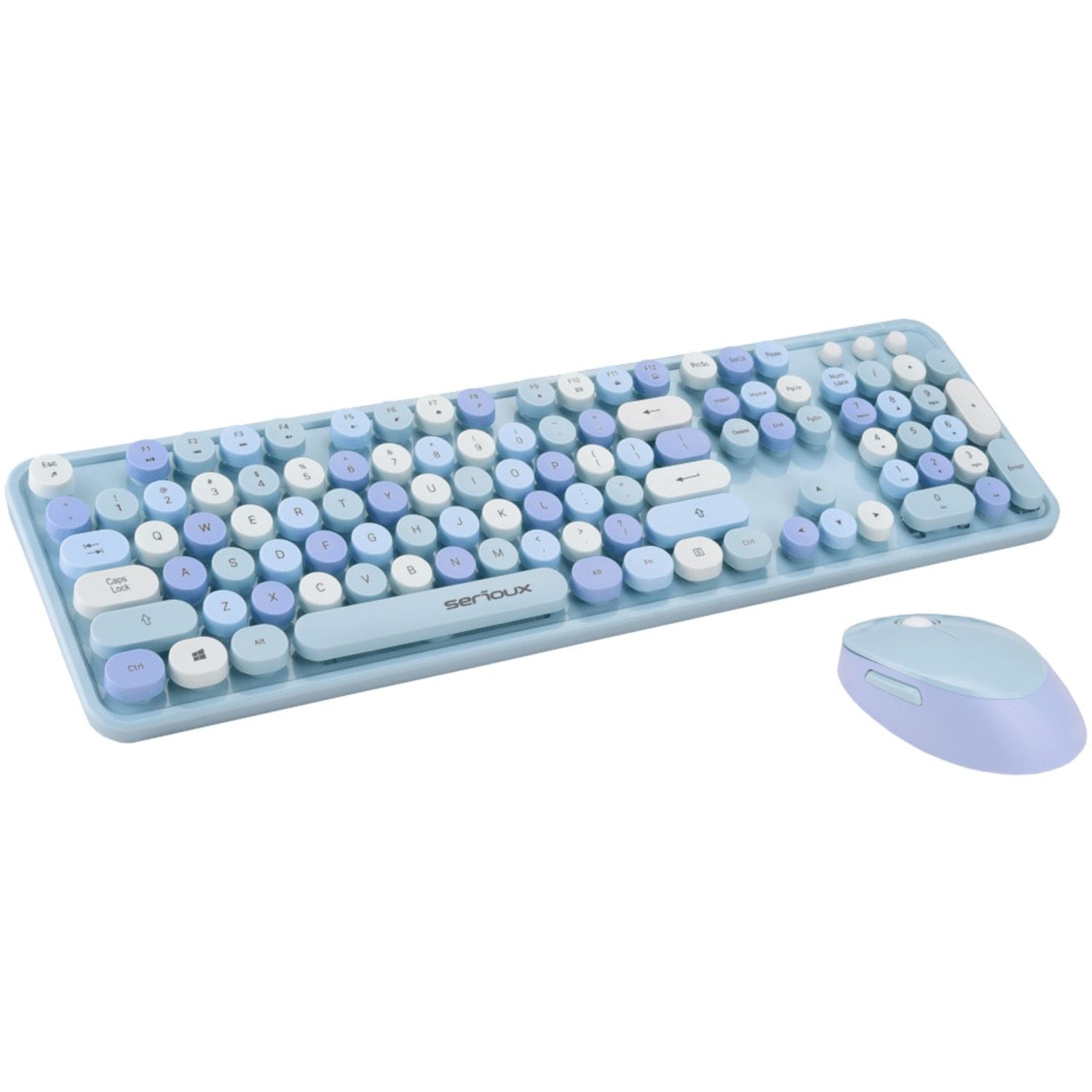 Kit wireless tastatura + mouse Serioux Retro, Albastru fotografia produsului