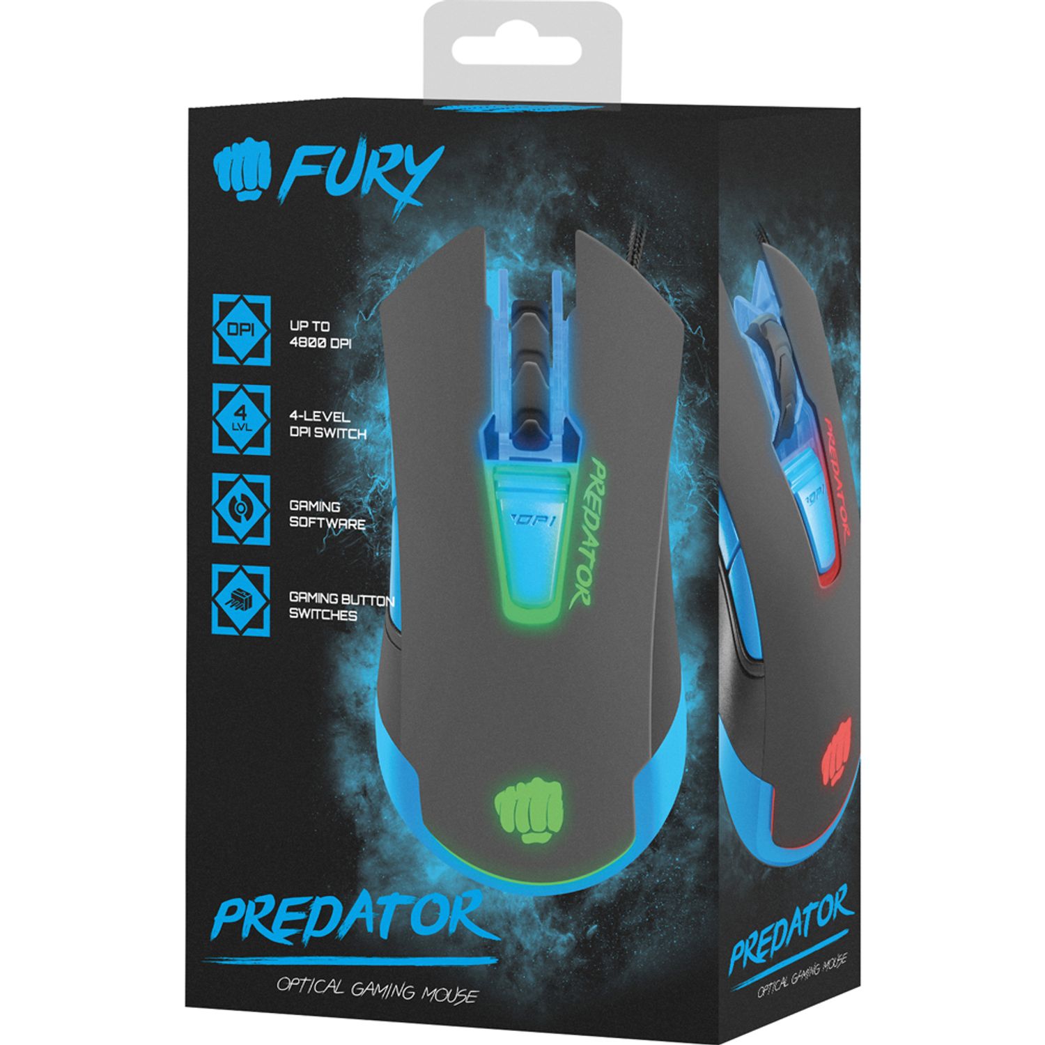 Mouse Gaming Fury Predator (Gri/Albastru) fotografia produsului View 4 L