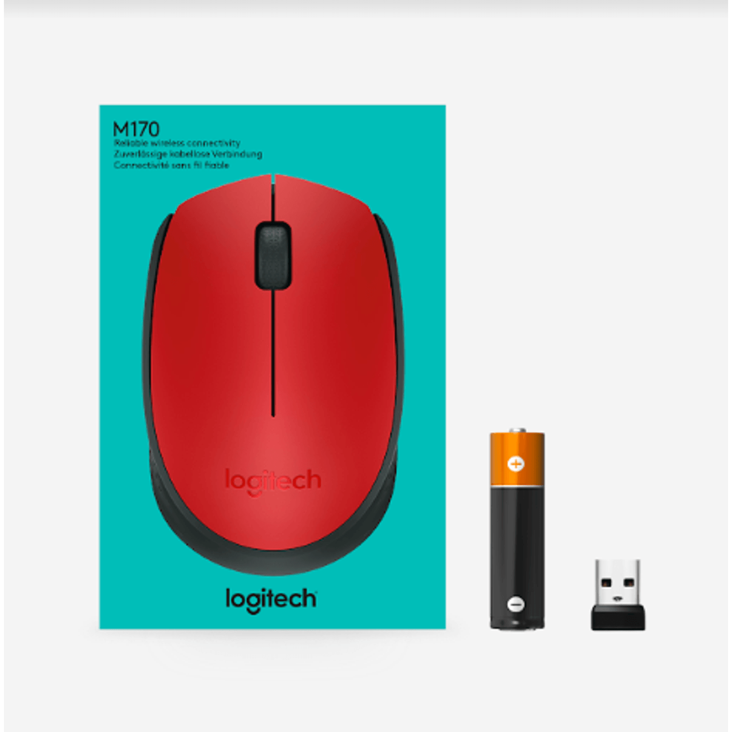 Mouse Logitech M171, Wireless, Rosu Mouse Wireless Logitech M171, USB, 1000 DPI (Rosu) fotografia produsului View 6 L