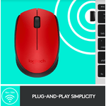 Mouse Logitech M171, Wireless, Rosu Mouse Wireless Logitech M171, USB, 1000 DPI (Rosu) fotografia produsului View 12 S